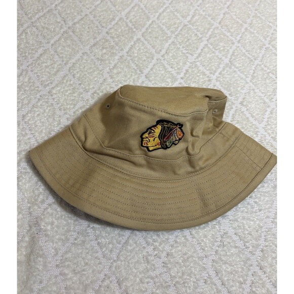Mitchell & Ness Flex-fit Chicago Blackhawks Embroidered Tan Bucket Hat Size  S/M - Picture 4 of 10